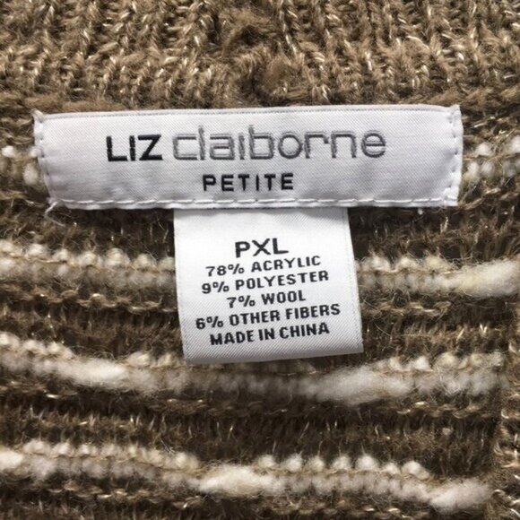 Liz Claiborne Cardigan Sweater Wool Blend Women Petite XLP Textured Beige - Picture 3 of 6